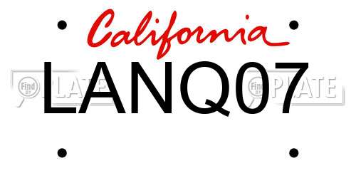 LANQ07 California License Plate