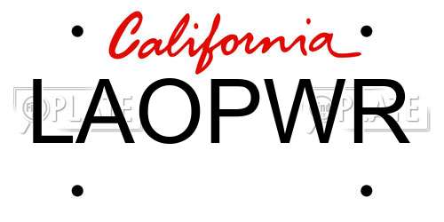 LAOPWR California License Plate