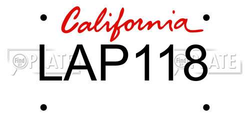 LAP118 California License Plate