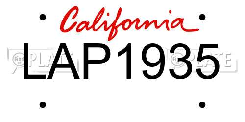 LAP1935 California License Plate