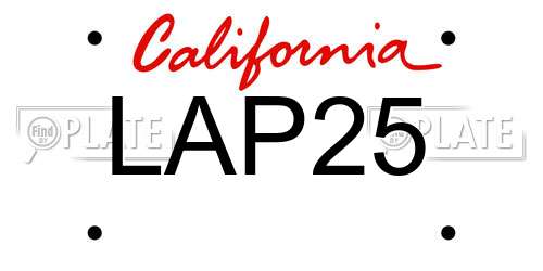 LAP25 California License Plate