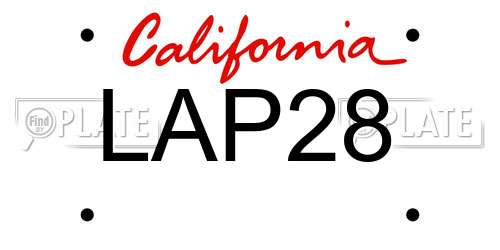 LAP28 California License Plate