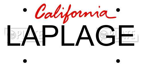 LAPLAGE California License Plate