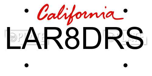 LAR8DRS California License Plate