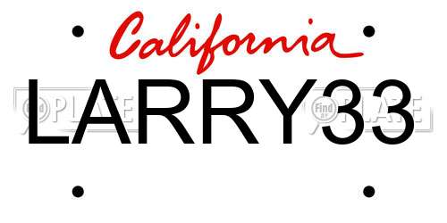 LARRY33 California License Plate