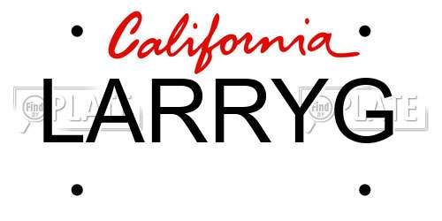 LARRYG California License Plate