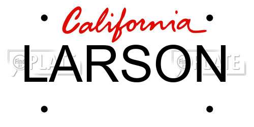 LARSON California License Plate