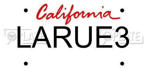 LARUE3 California License Plate