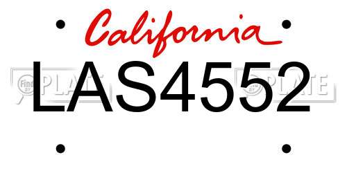 LAS4552 California License Plate