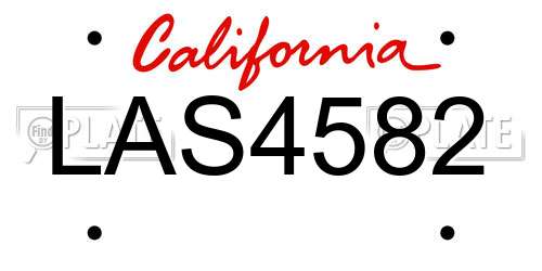 LAS4582 California License Plate