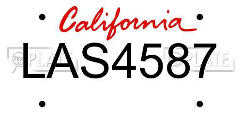 LAS4587 California License Plate