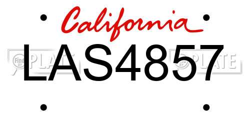 LAS4857 California License Plate