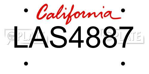 LAS4887 California License Plate