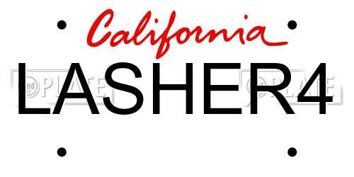 LASHER4 California License Plate
