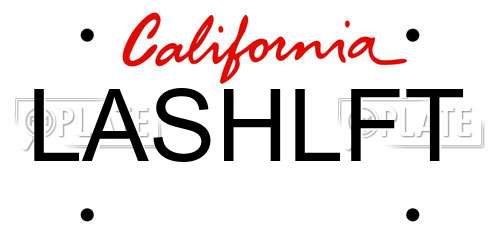 LASHLFT California License Plate
