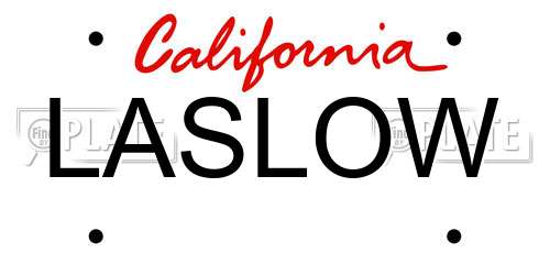 LASLOW California License Plate