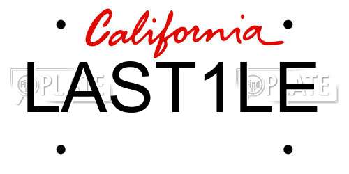LAST1LE California License Plate