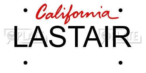 LASTAIR California License Plate