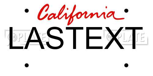 LASTEXT California License Plate