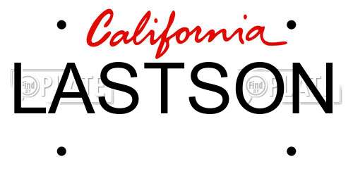 LASTSON California License Plate