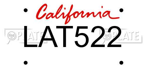 LAT522 California License Plate