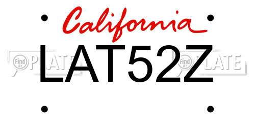 LAT52Z California License Plate
