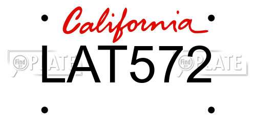 LAT572 California License Plate