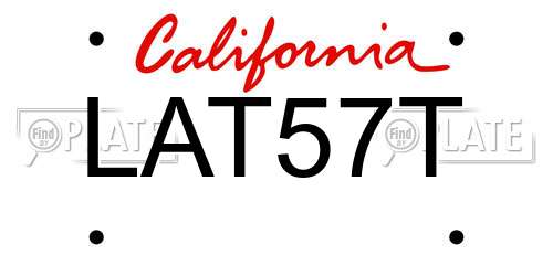 LAT57T California License Plate
