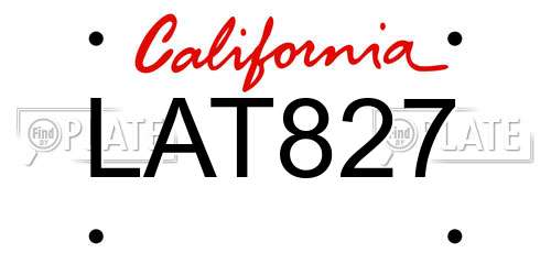 LAT827 California License Plate