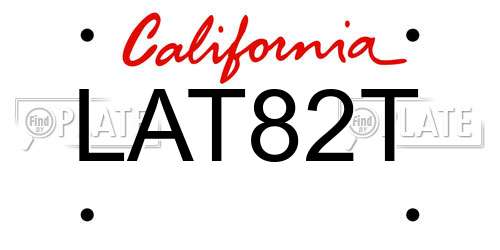 LAT82T California License Plate