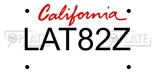 LAT82Z California License Plate
