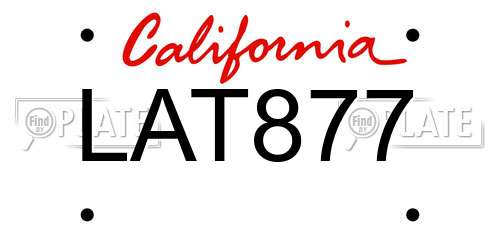 LAT877 California License Plate