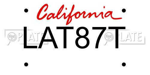 LAT87T California License Plate