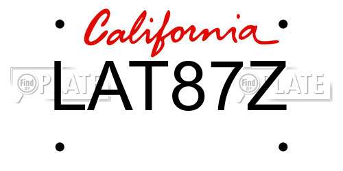 LAT87Z California License Plate