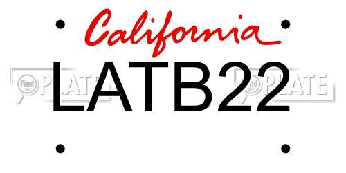 LATB22 California License Plate