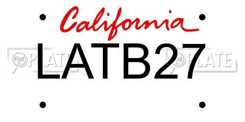 LATB27 California License Plate