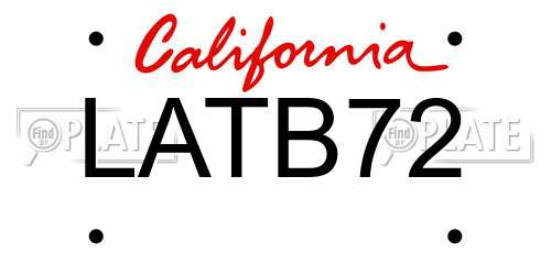 LATB72 California License Plate