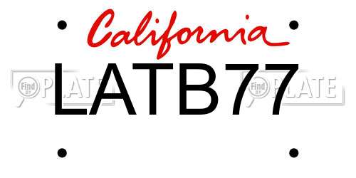 LATB77 California License Plate