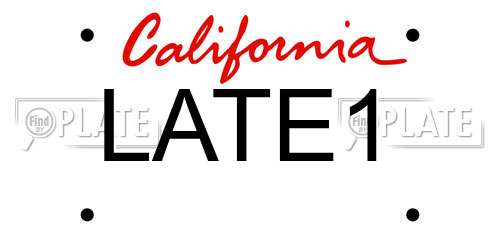 LATE1 California License Plate
