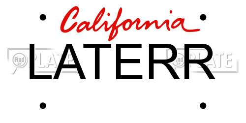 LATERR California License Plate