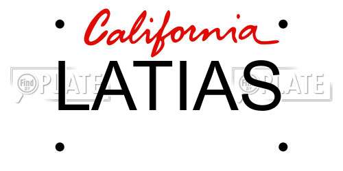 LATIAS California License Plate