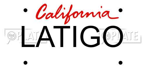 LATIGO California License Plate