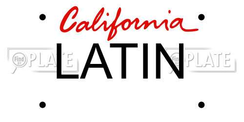 LATIN California License Plate