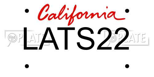LATS22 California License Plate