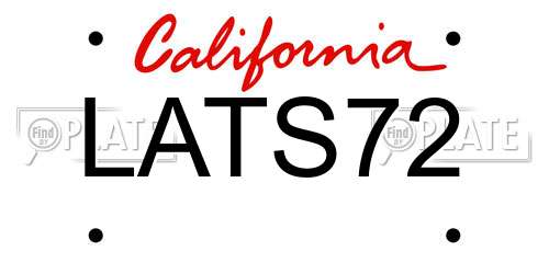 LATS72 California License Plate