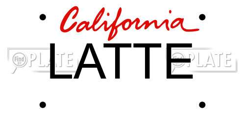 LATTE California License Plate