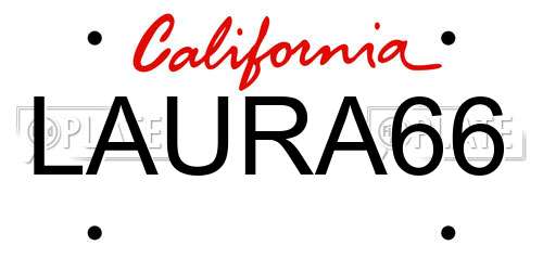 LAURA66 California License Plate