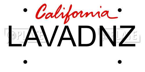 LAVADNZ California License Plate