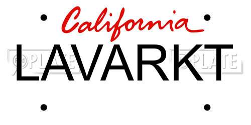 LAVARKT California License Plate