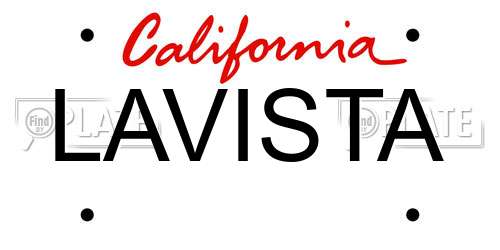 LAVISTA California License Plate